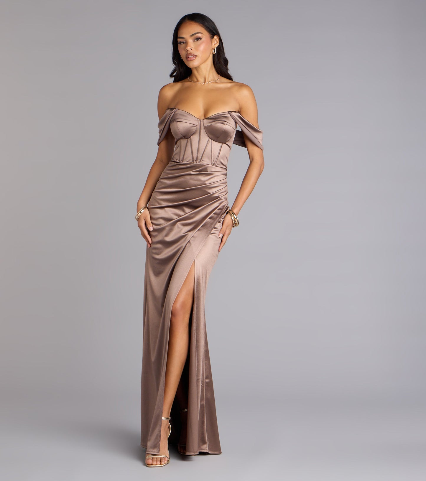 Lilia Off-The-Shoulder Corset Mermaid Dress