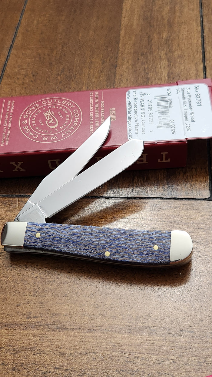 Case XX 7207 Blue Sycamore Wood Mini Trapper 93731 First Production Run