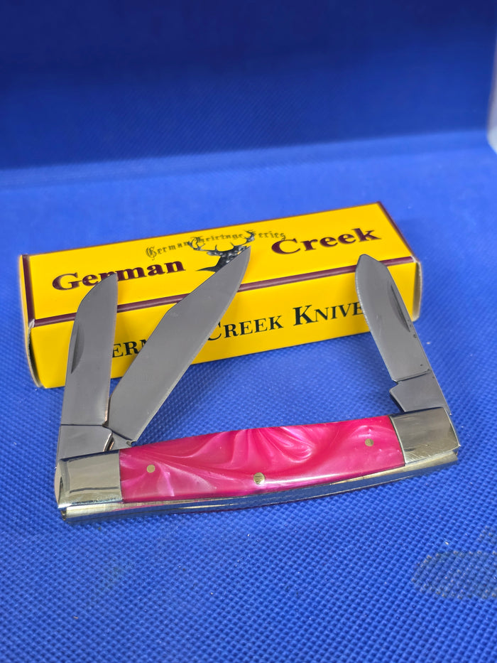 GERMAN CREEK 3 3/4" Stockman Pocket Knife Three Blade Pink Pearl EM2567062PK