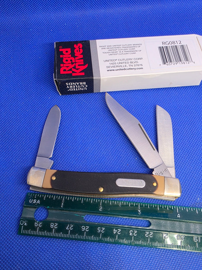 Rigid Large Stockman Brown Sawcut Delrin Handles NIB RG0812