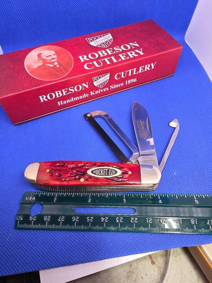 Robeson Shur-Edge Gamecock Knife - 4" Fightin' Chicken Knife - Jig Red Bone ROB632730
