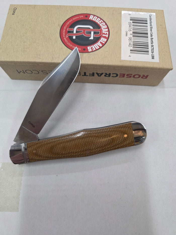 RoseCraft Blades - Brown Micarta - Cumberland River Coke Bottle RCT026-LBM