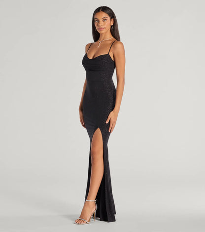 Astrid High-Slit Glitter Mermaid Dress