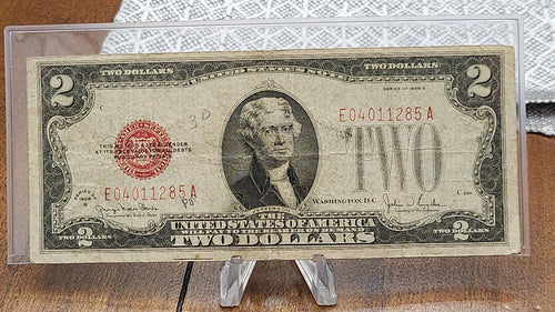 1928 G $2 Dollar Red Seal United States Note Avg Condition