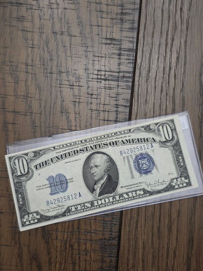 1934 D Series $10 Dollar Blue Seal Silver Certificate Uncirculated Condition