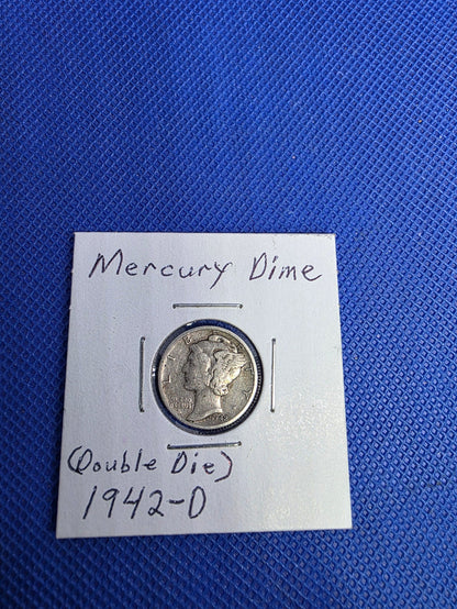1942 D Mercury Dime Double Die in Good Condition