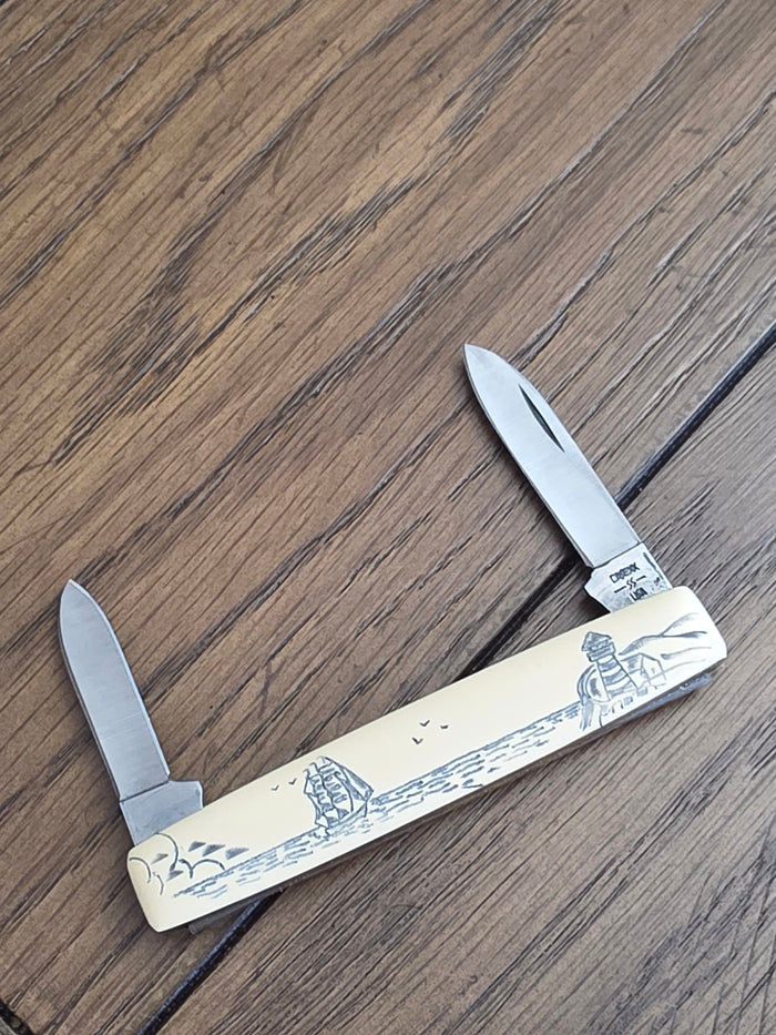 1981 Case XX 278 Pen Knife Scrimshaw Light House