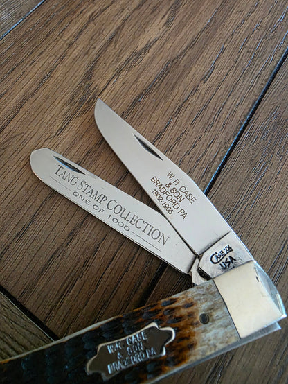 1998 Case XX Amber Bone Trapper 1 of 1000 Tang Stamp Collection No Box
