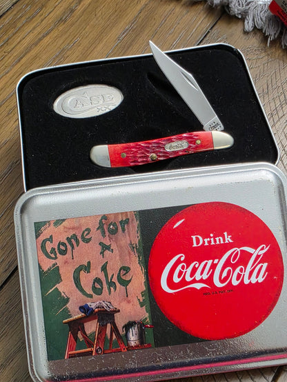 2002 Case XX Red Jig Bone Peanut 6120 Coca-Cola in the original tin