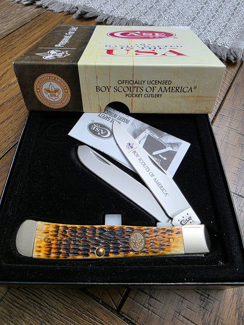 2014 Case XX Trapper Jigged Antique Bone Boy Scouts of America NIB 18031