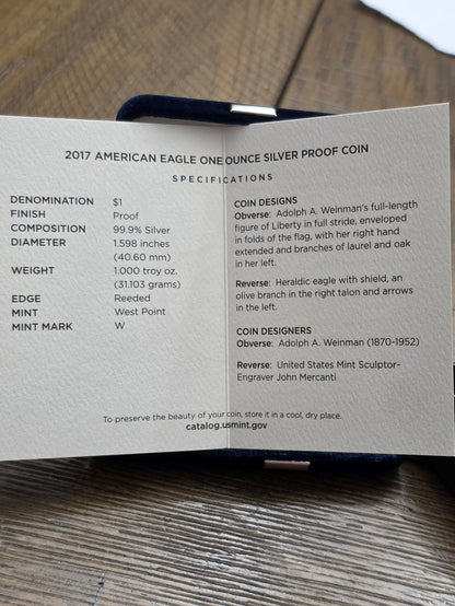 2017 SAE Proof Silver American Eagle $1 New in Box