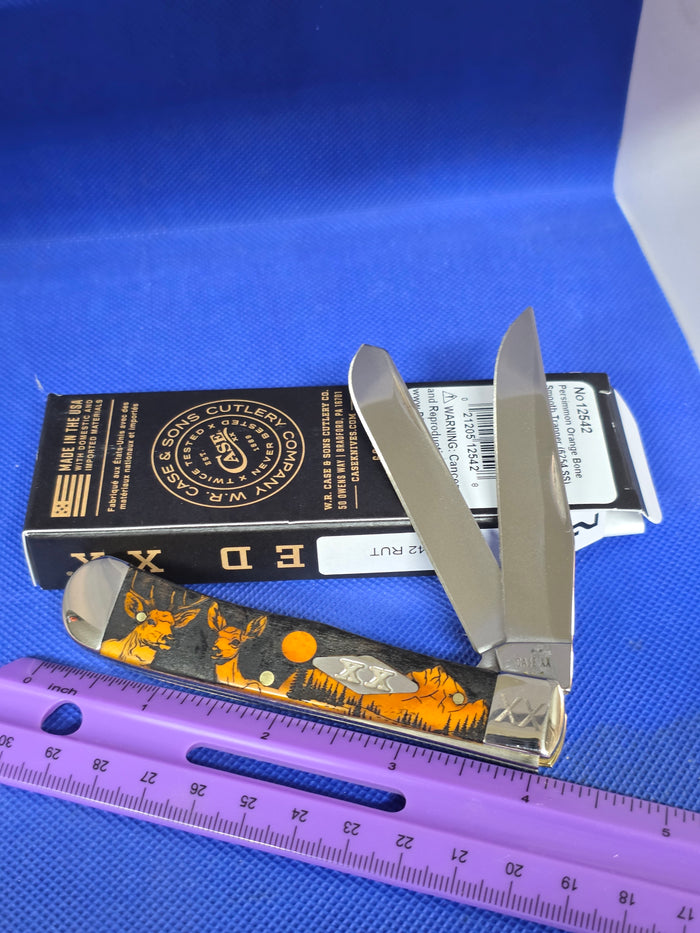 2025 Case XX Smooth Persimmon Bone Trapper RUT Scene CA12542 RUT