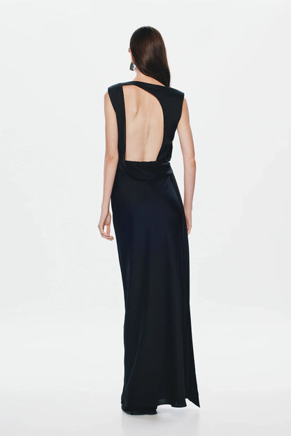 Misha Rocky Satin Dress - Black