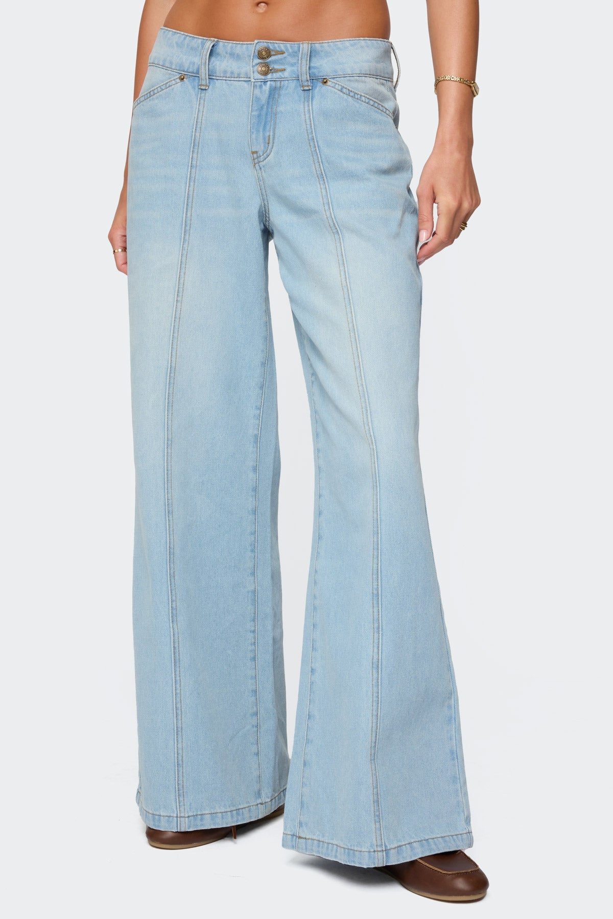 Charlie Panel Stitch Low Rise Bootcut Jeans