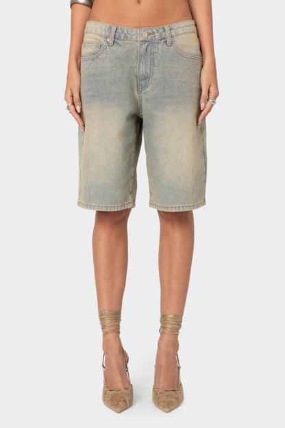 Shira Washed Denim Bermuda Shorts