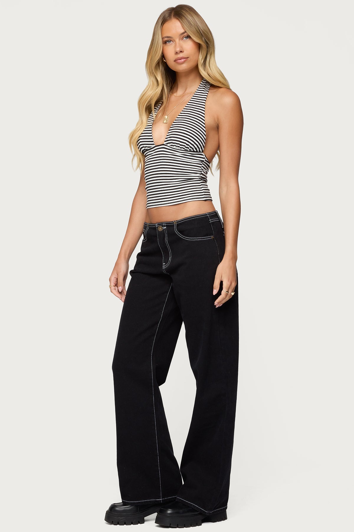 Sage Striped Halter Top