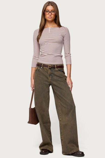 Avigyle Striped Boat Neck Top
