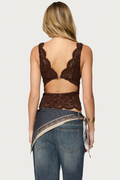 Araura Lace Velvet Floral Top