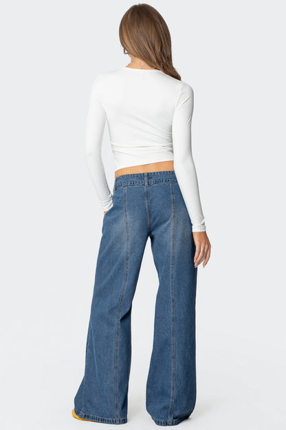 Charlie Panel Stitch Low Rise Bootcut Jeans