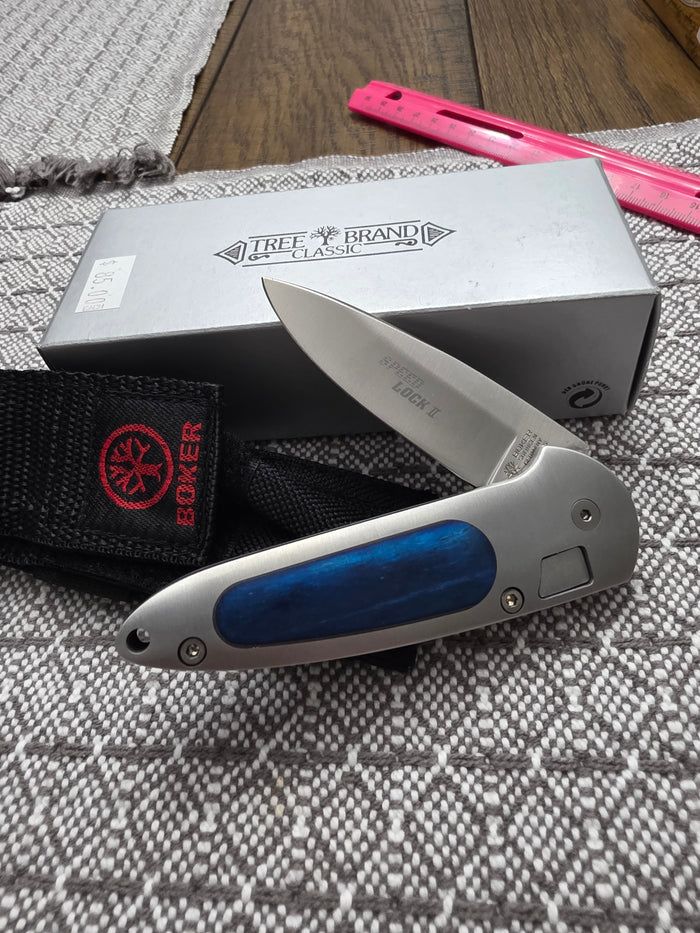 Boker Speed Lock II Treebrand Classic Manual - No Nail Knick - Bluebone 7107BL
