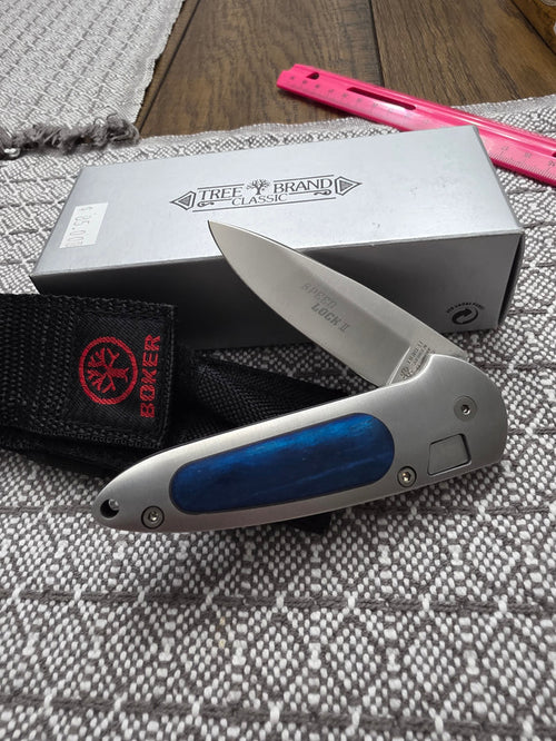 Boker Speed Lock II Treebrand Classic Manual - No Nail Knick - Bluebone 7107BL