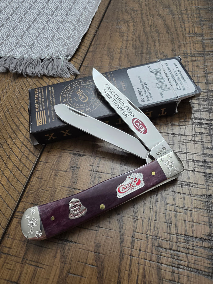 Case XX 2022 Christmas Trapper Sugar Plum Bone Engraved Bolsters 26811