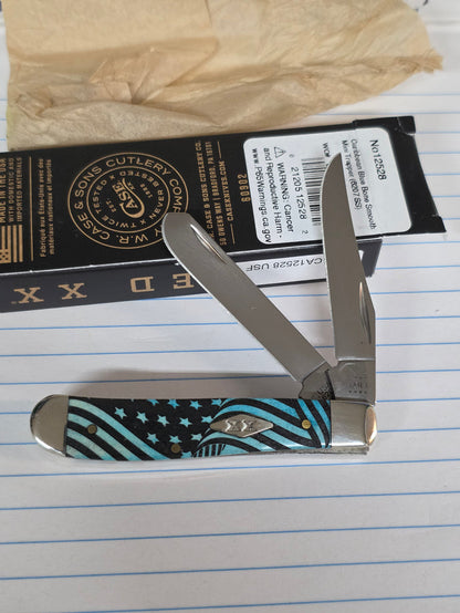 Case XX 6207 Caribbean Blue Bone Mini Trapper with US Flag Design 1 of 500 CA12528USF