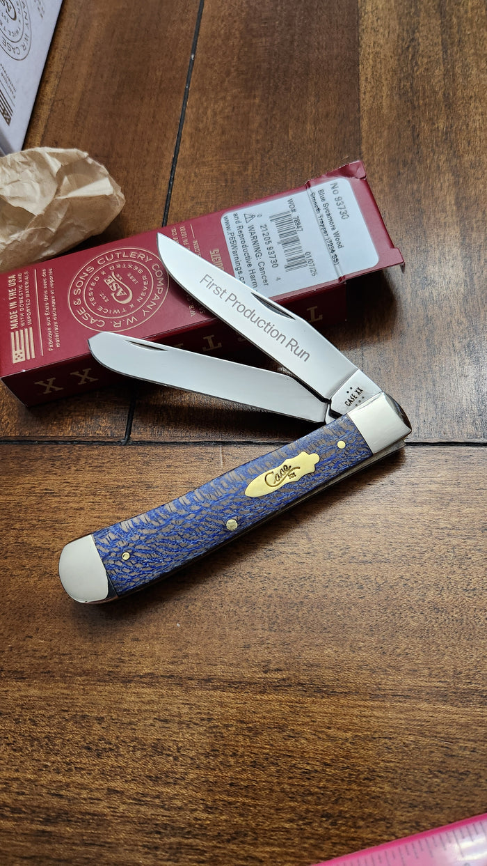 Case XX 7254 Blue Sycamore Wood Trapper 93730 First Production Run