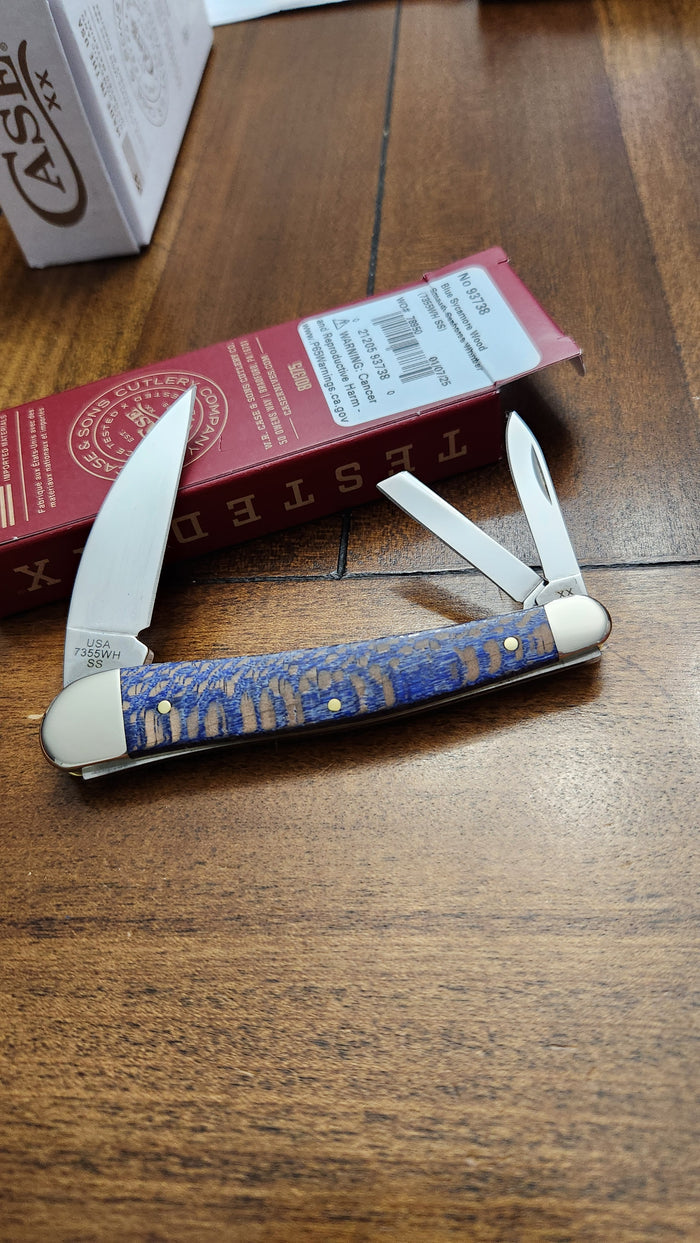 Case XX 7355wh Blue Sycamore Wood Seahorse Whittler 93738 First Production Run
