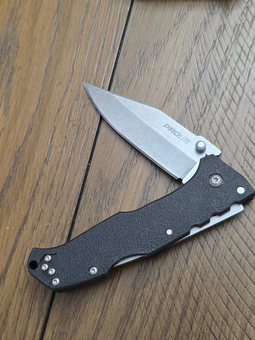 Cold Steel 20NSC Pro-Lite Folding Knife 3.5" Clip Point Blade, Black GRN Handles, Lockback