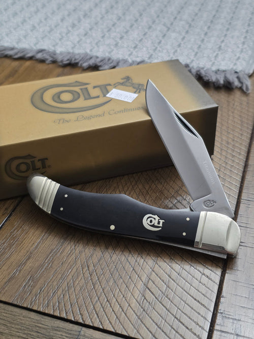 CT571 Colt Folding Hunter Single Blade Titanium Smooth Black Bone
