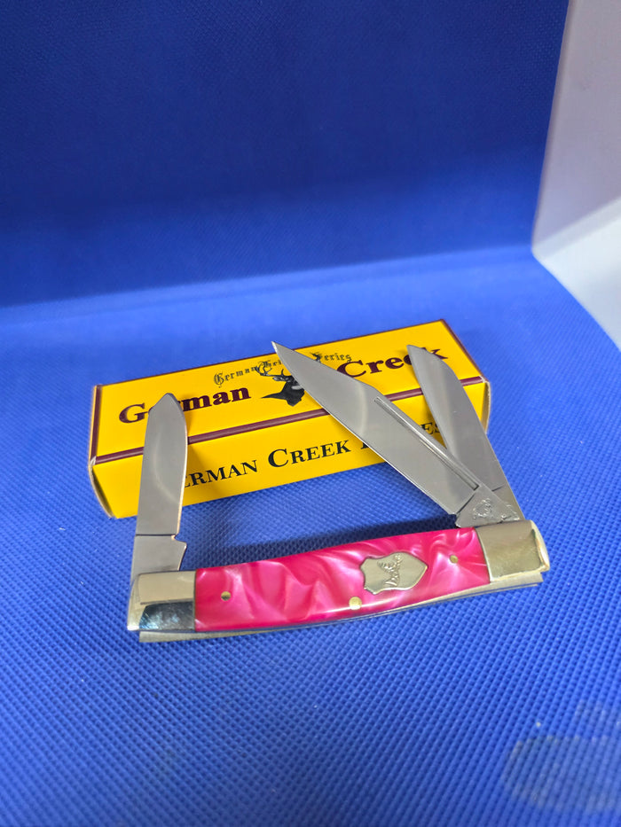 GERMAN CREEK 3 3/4" Stockman Pocket Knife Three Blade Pink Pearl EM2567062PK