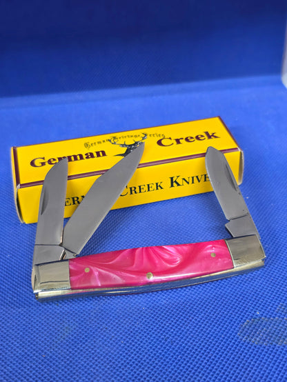 GERMAN CREEK 3 3/4" Stockman Pocket Knife Three Blade Pink Pearl EM2567062PK