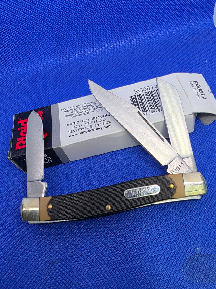Rigid Large Stockman Brown Sawcut Delrin Handles NIB RG0812