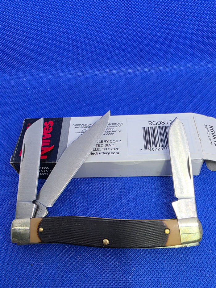 Rigid Large Stockman Brown Sawcut Delrin Handles NIB RG0812