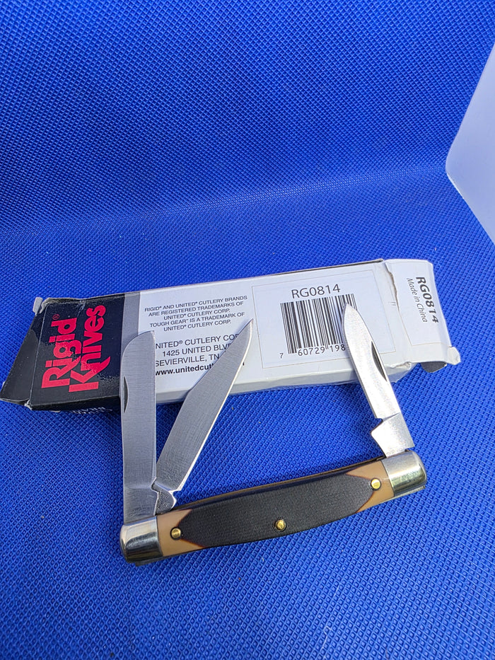 Rigid Square Jaw Stockman Brown Sawcut Delrin Handles NIB RG0814
