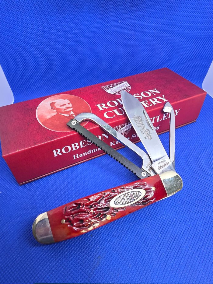 Robeson Shur-Edge Gamecock Knife - 4" Fightin' Chicken Knife - Jig Red Bone ROB632730