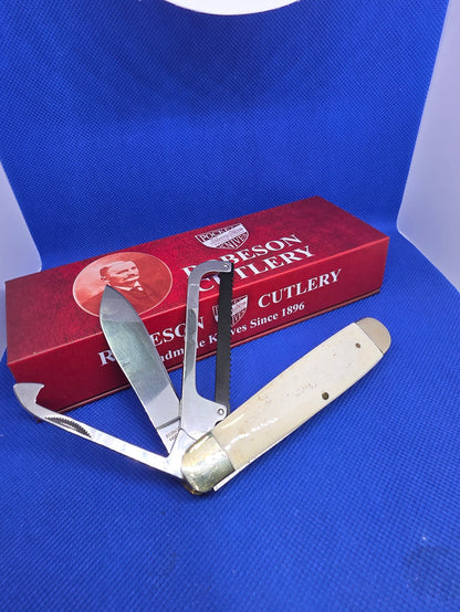 Robeson Shur-Edge Gamecock Knife - 4" Fightin' Chicken Knife - Smooth White Bone ROB632730W