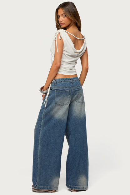 Royan Cowl Neck Drawstring Top