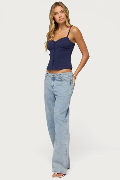 Delia Sweetheart Button Up Tank Top