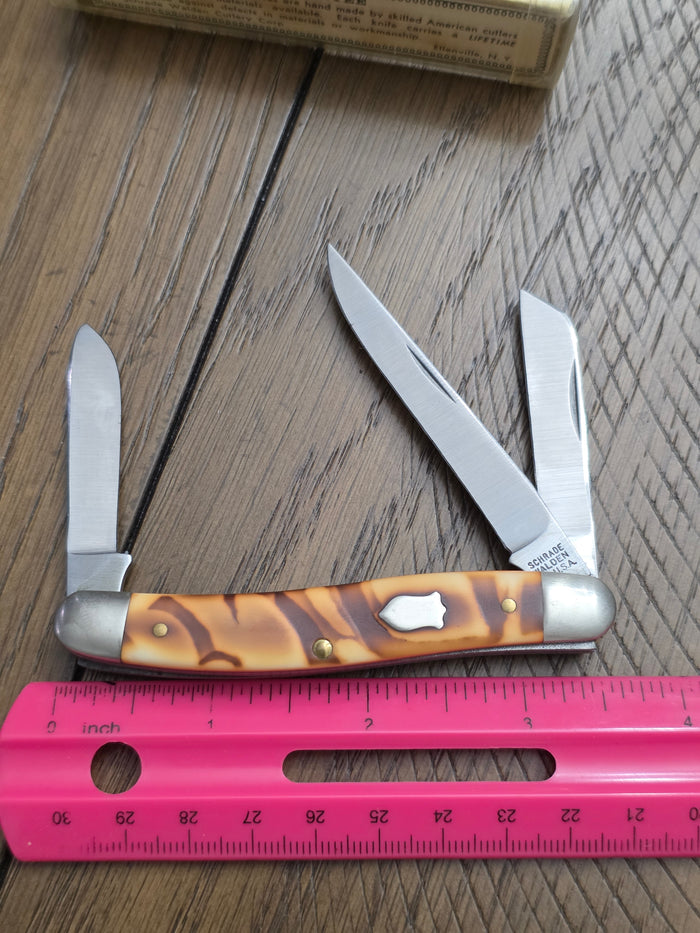 Schrade Walden USA 896K Butter & Molasses Handles 3 blade Stockman NIB
