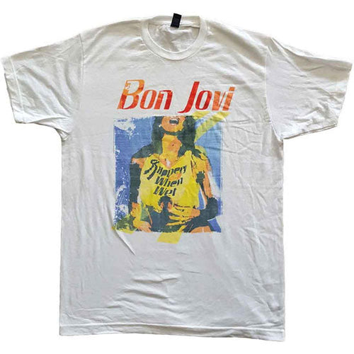 T-Shirt - Bon Jovi - Slippery When Wet Original Cover - White