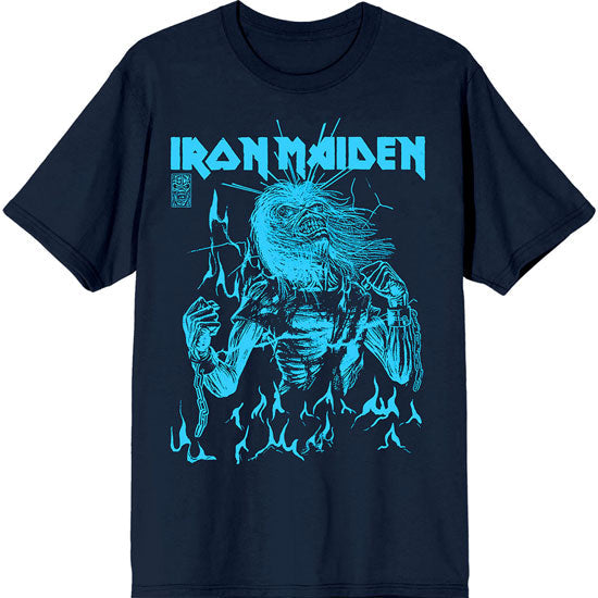 T-Shirt - Iron Maiden - 50 Life After Death Blue Flames - Navy