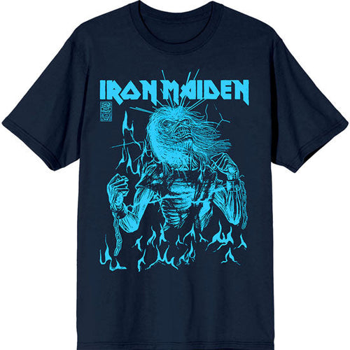 T-Shirt - Iron Maiden - 50 Life After Death Blue Flames - Navy