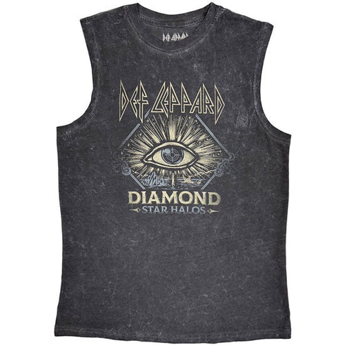 Tank Top - Def Leppard - Diamond Star Halos - Charcoal Grey