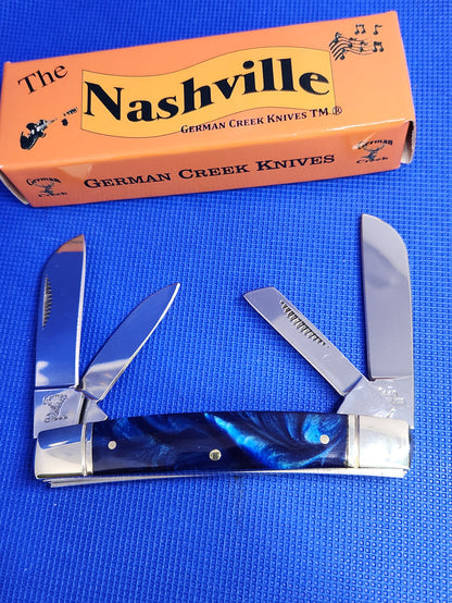 The Nashville - 4 Blade Congress 3.5" - Blue Pearl Swirl Handle - EM2567011002