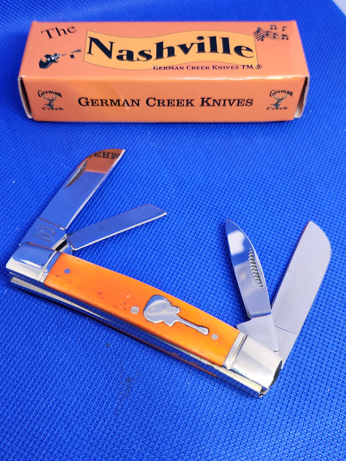 The Nashville - 4 Blade Congress 3.5" - Tennessee Orange Bone Handle  - EM2567011ORBN