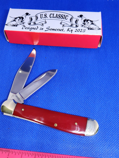 US Classic Copperhead Burgundy 2 Blade Slip Joint Pocket Knife 70BUR