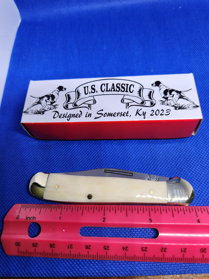 US Classic Copperhead Smooth Natural Bone Single Blade Slip Joint Pocket knife 70-1-WBN