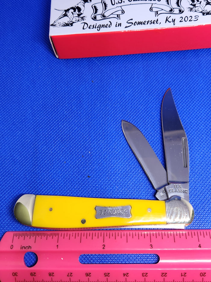 US Classic Copperhead Yellow Synthetic 2 Blade Slip Joint Pocket Knife 70Y